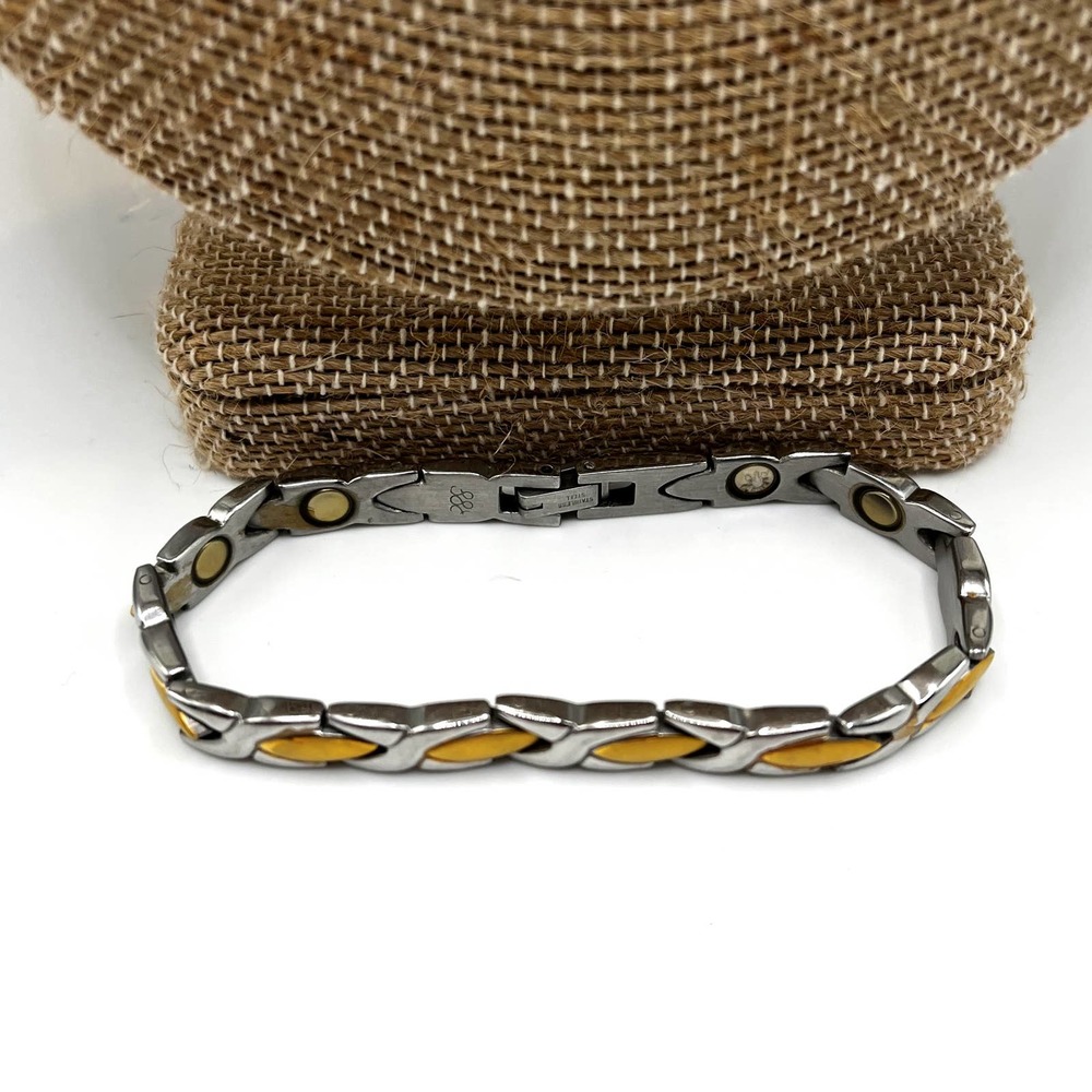 Magnetic Therapy Bracelet Stainless Steel 2 Tone XOXO